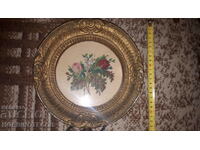 TAPESTRY in ROUND FRAME - FLOWERS 14 / 14