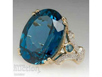 Men's ring with aquamarine