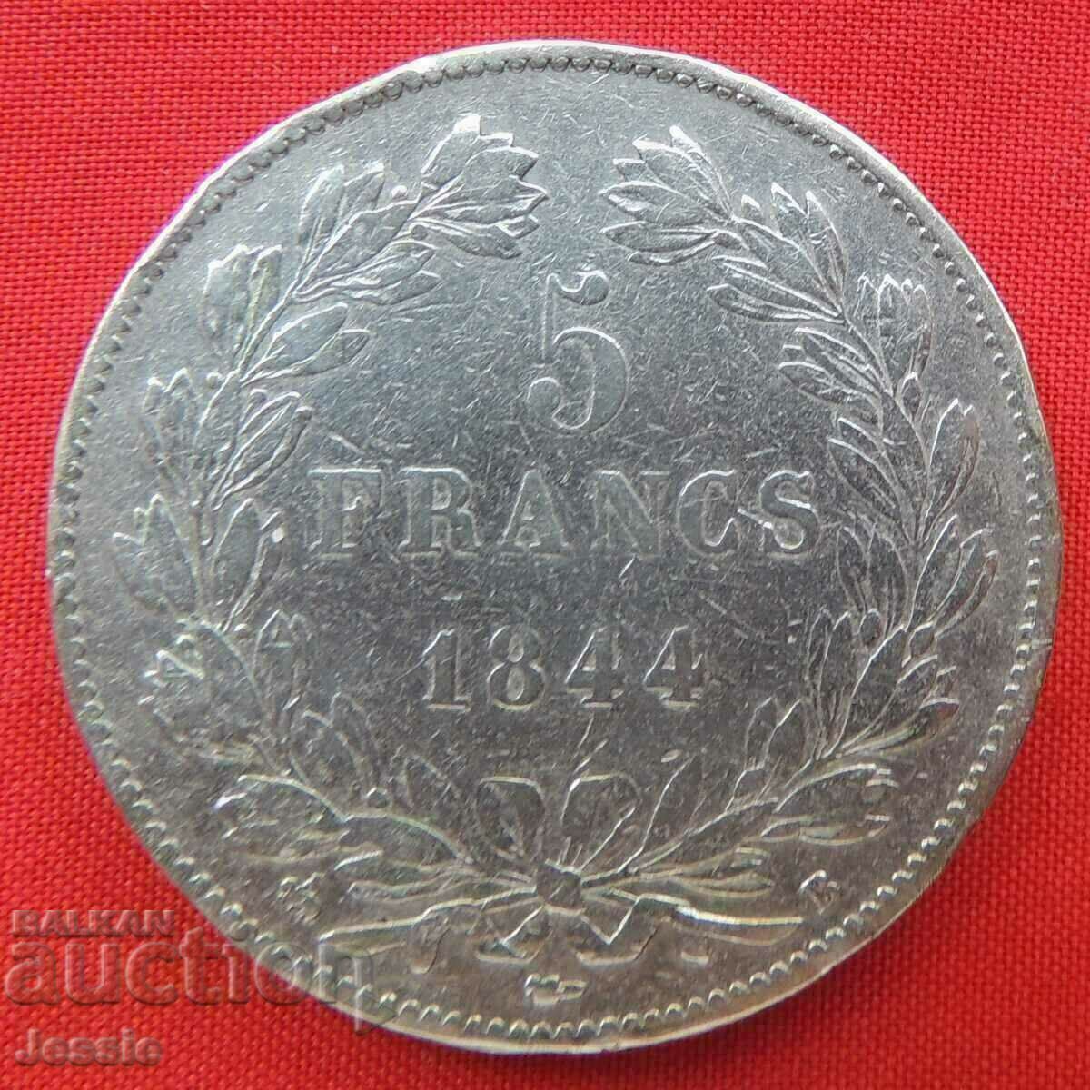 5 Franci 1844 B Franța Argint - Rouen