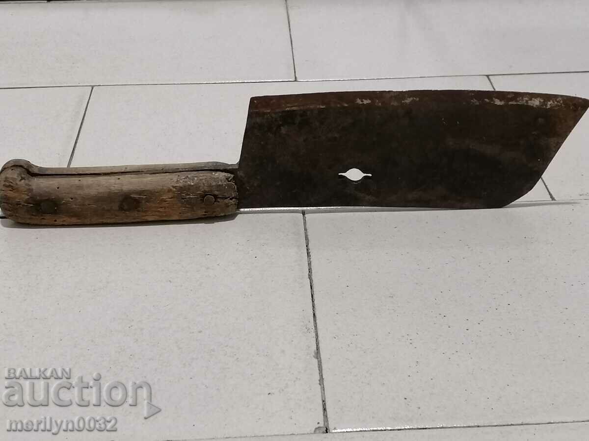 Auction  Old forged saber, ax, pole, knife, machete