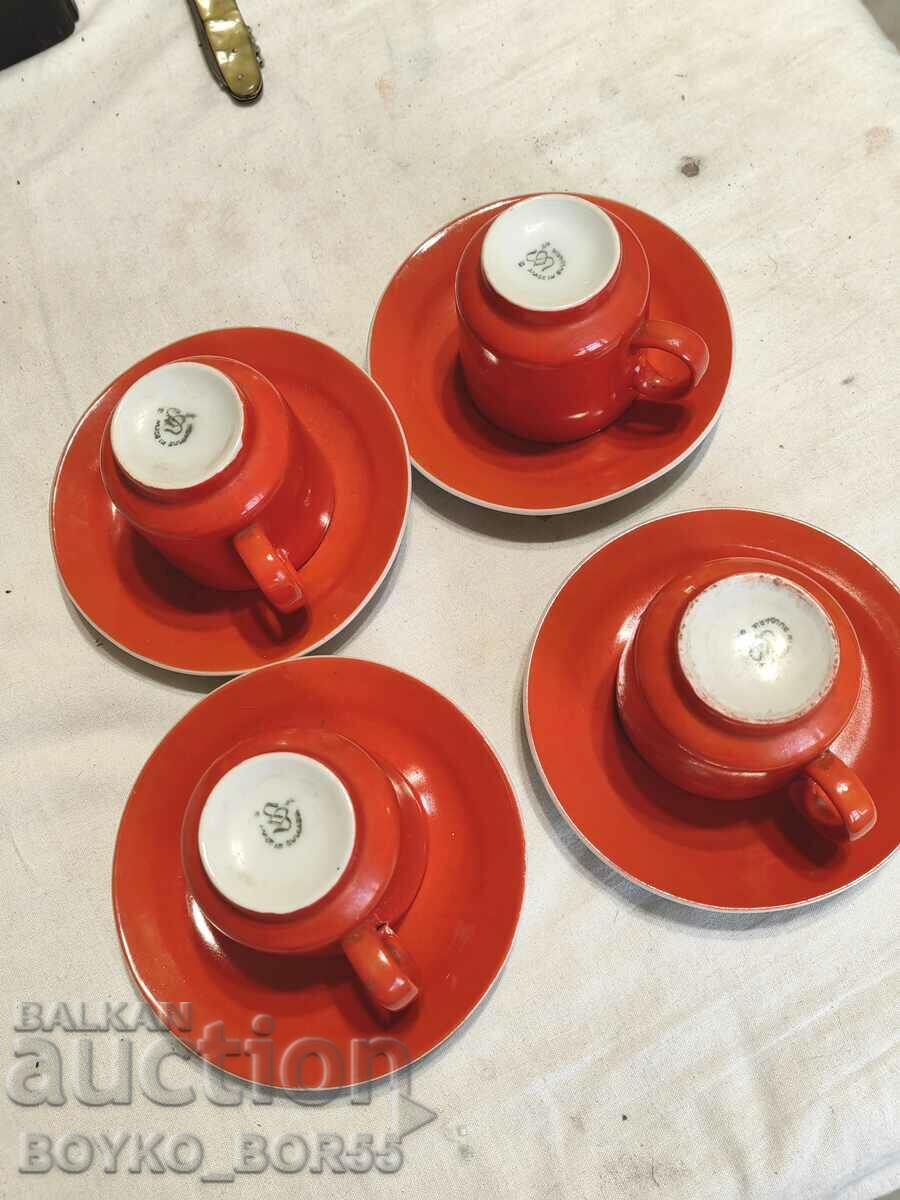 Set of 4 Porcelain Bulgarian Social Cups 79th of the 20th century. with price 57.00 BGN | € 29.14 Set of 4 Porcelain Bulgarian Social Cups 79th of the 20th century. with price 57.00 BGN | € 29.14