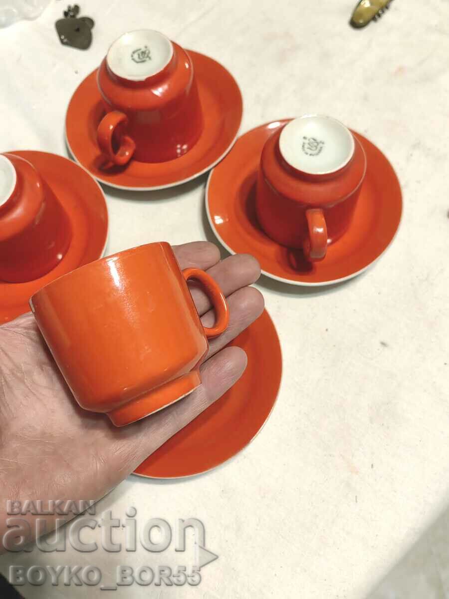 Set of 4 Porcelain Bulgarian Social Cups 79th of the 20th century. - 5 Set of 4 Porcelain Bulgarian Social Cups 79th of the 20th century. - 5