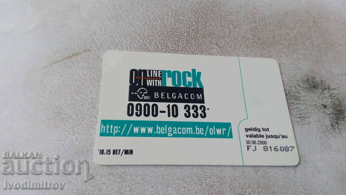 Phonocard BELGACOM Telecard 200 BEF On Line Cu Rock