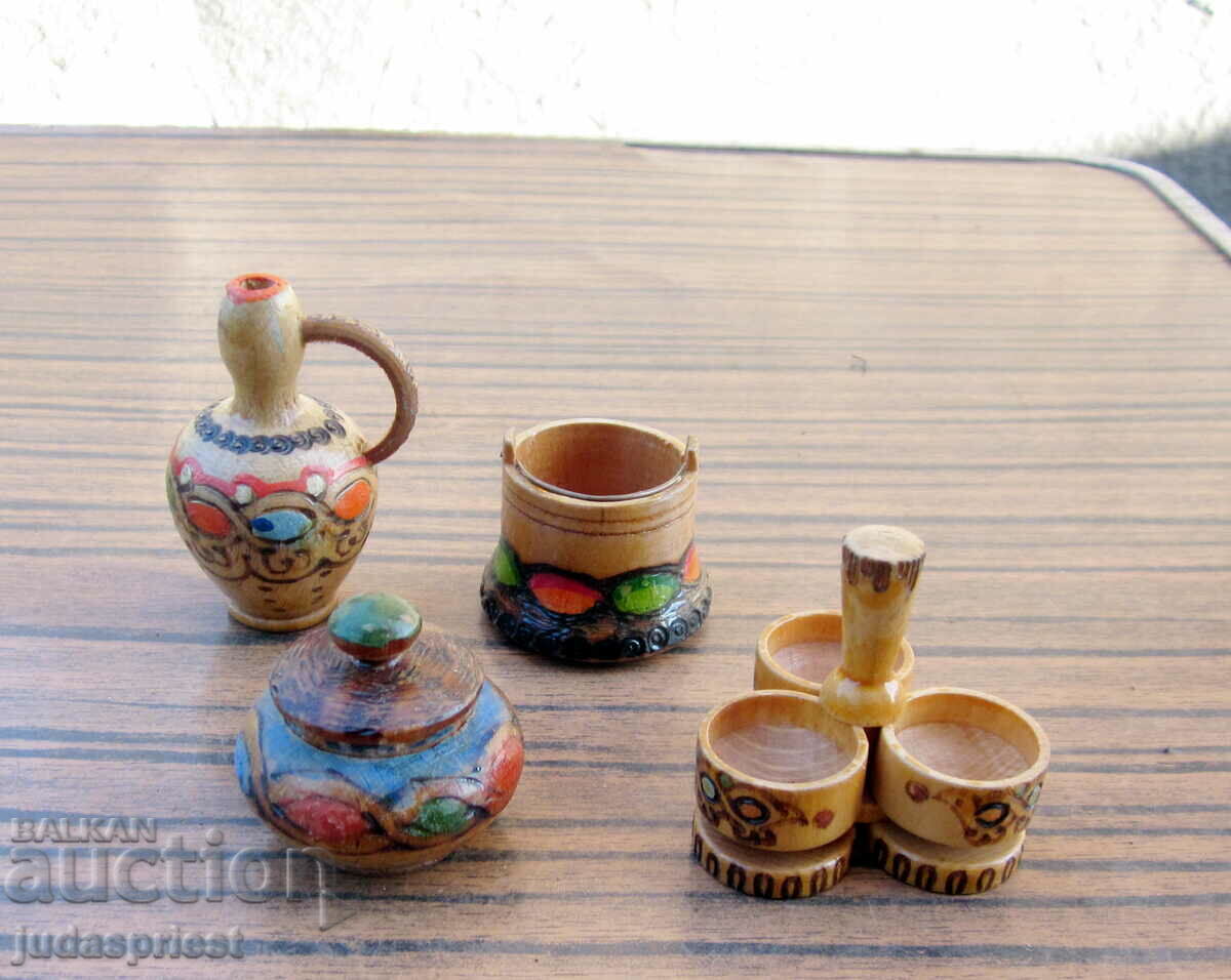 ancient Bulgarian wooden dishes miniatures cauldron pitcher ... with price 20.00 BGN | € 10.23 ancient Bulgarian wooden dishes miniatures cauldron pitcher ... with price 20.00 BGN | € 10.23