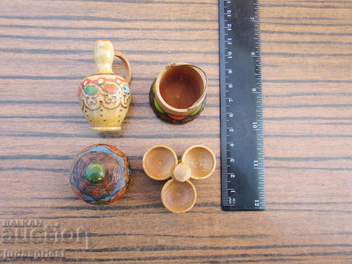 ancient Bulgarian wooden dishes miniatures cauldron pitcher ... - 5 ancient Bulgarian wooden dishes miniatures cauldron pitcher ... - 5