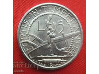 5 лири 1938 R Сан Марино сребро