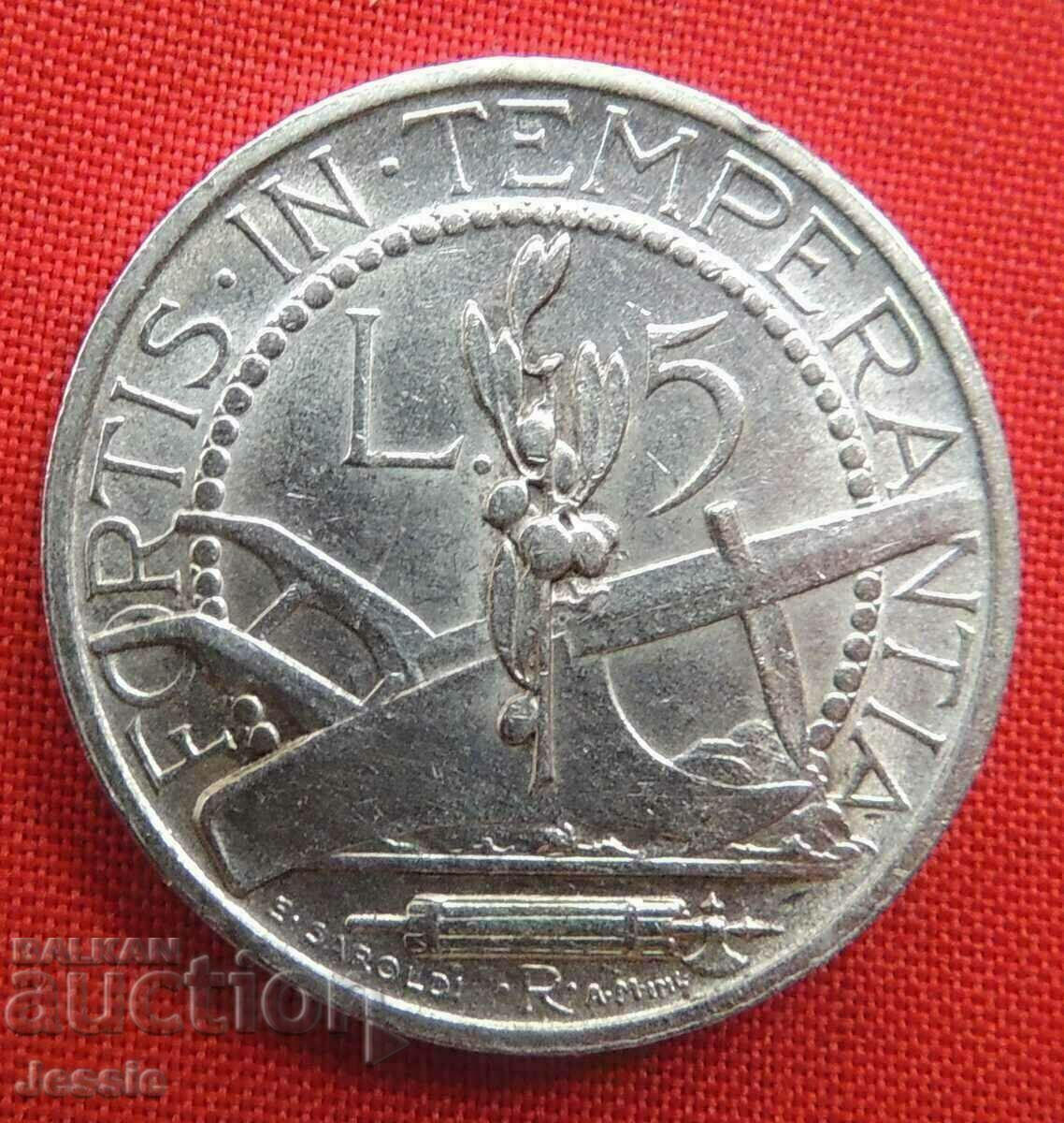 5 Pounds 1936 R San Marino Silver