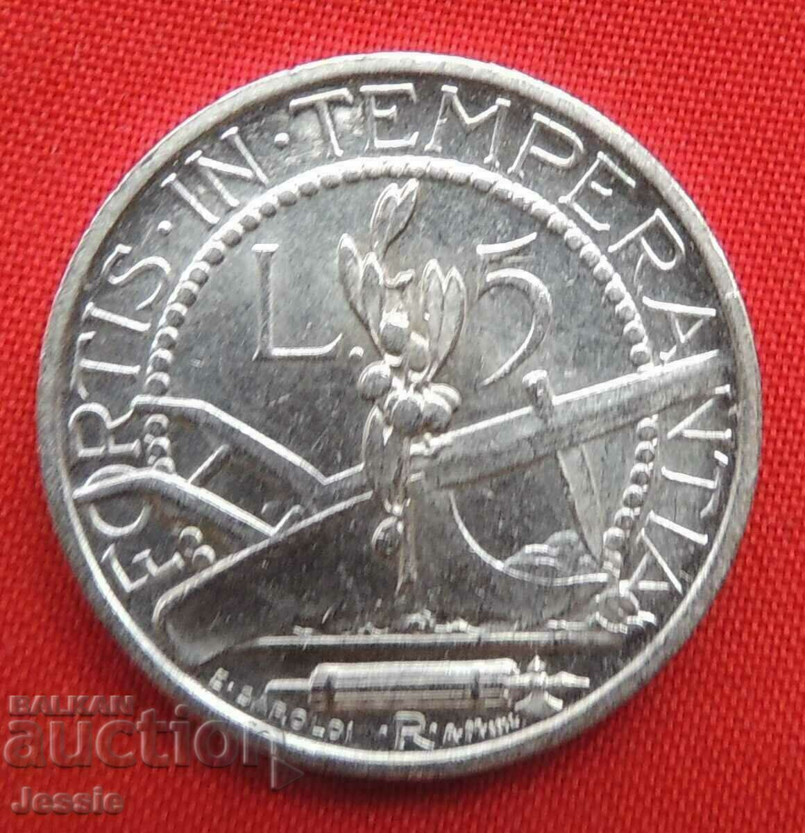 5 Pounds 1933 R San Marino Silver