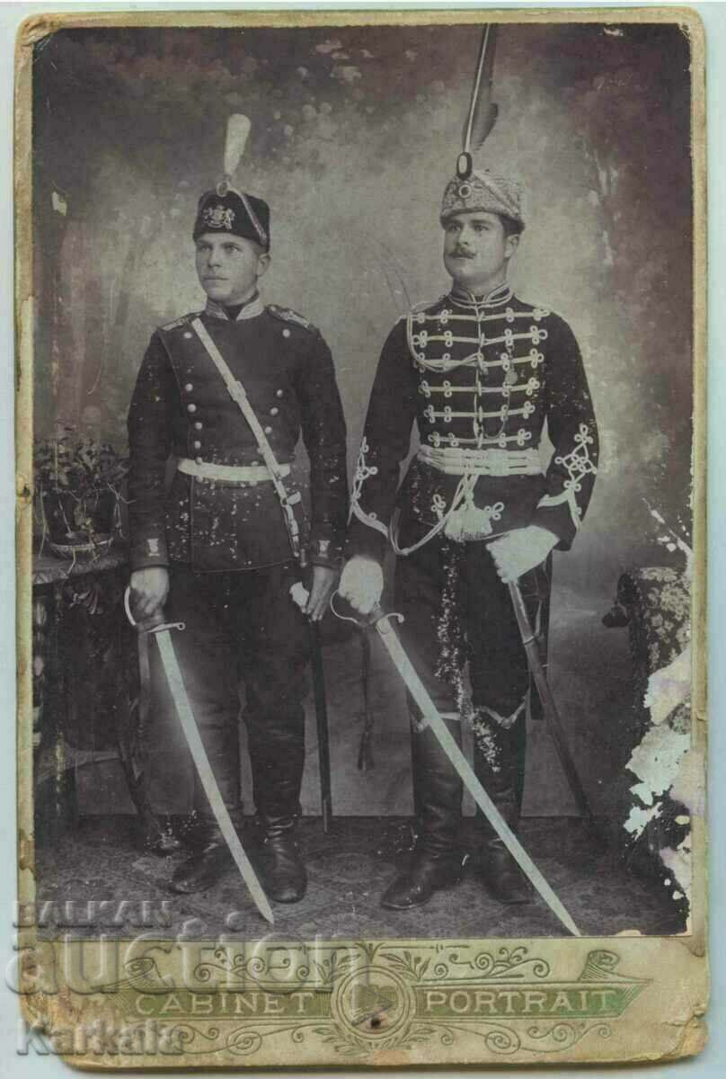 Σπάνια φωτογραφία από χαρτόνι φρουρούς σπαθί στολή 19ου αιώνα