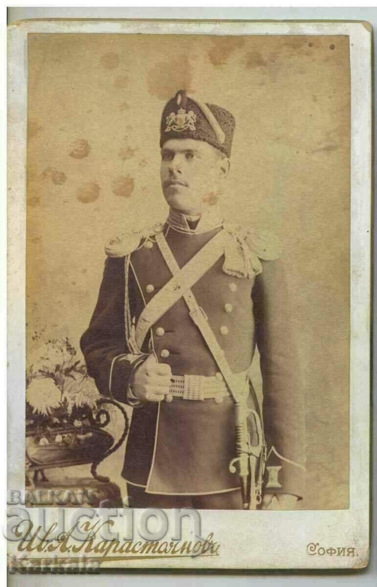 Fotografii rare din carton Principatul Bulgariei, epoleți cu sabie din secolul al XIX-lea