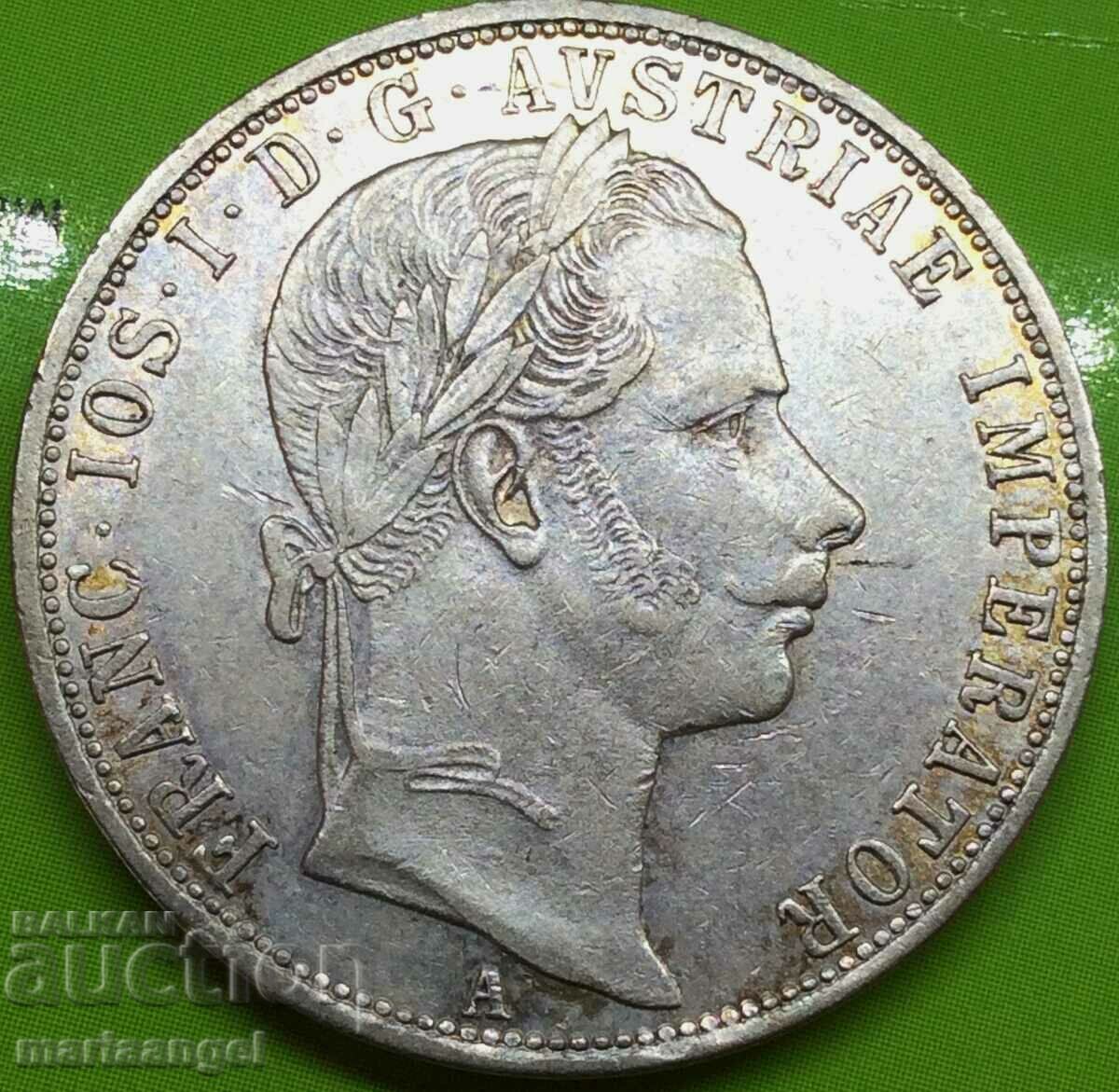 1 florin 1860 Αυστρία ασημένια χρυσή Πατίνα
