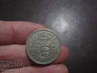 1954 1 shilling English coat of arms - 3 lions in crowned shield