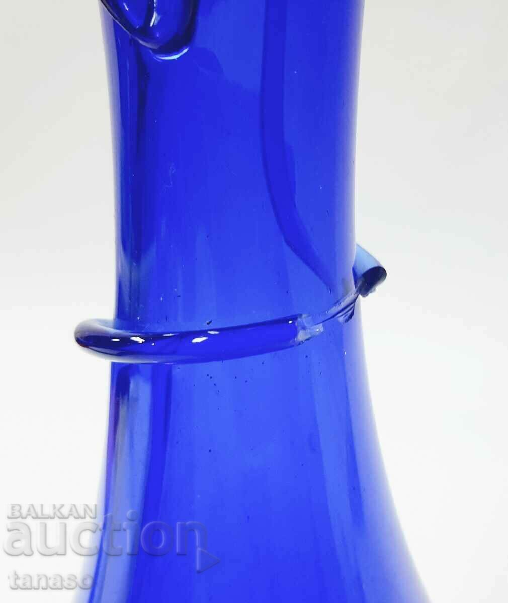 Vază de sticlă de avangardă albastru cobalt (13,3) - 5