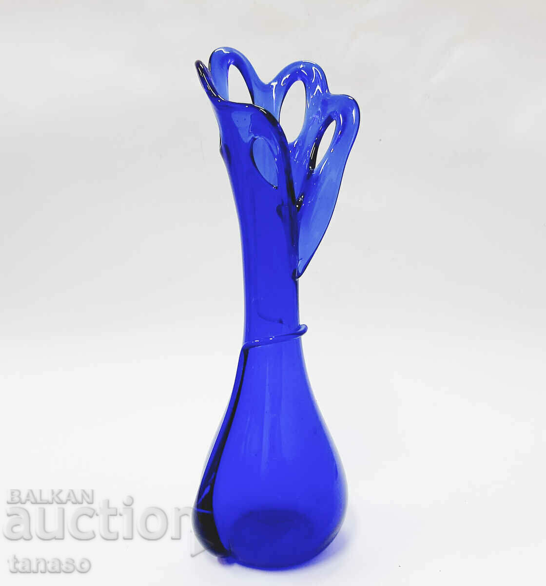 Vază de sticlă de avangardă albastru cobalt (13,3) - 6