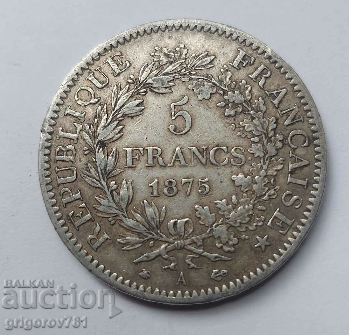 5 Φράγκα Ασήμι Γαλλία 1875 Ένα ασημένιο νόμισμα #135 με τιμή € 33.23 | 64.99 BGN 5 Φράγκα Ασήμι Γαλλία 1875 Ένα ασημένιο νόμισμα #135 με τιμή € 33.23 | 64.99 BGN