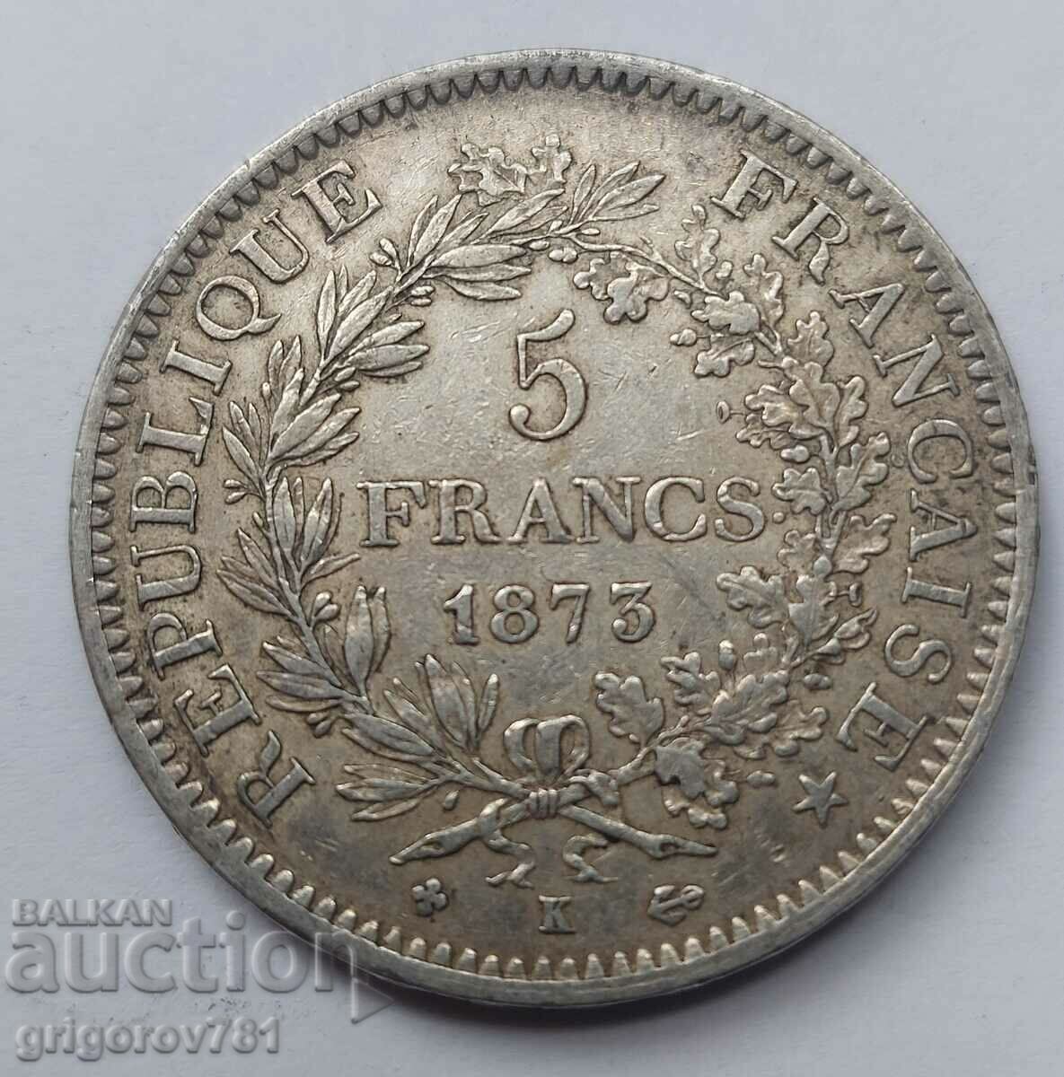 Ασήμι 5 Φράγκων Γαλλία 1873 Ασημένιο Κέρμα #136 με τιμή € 34.26 | 67.01 BGN