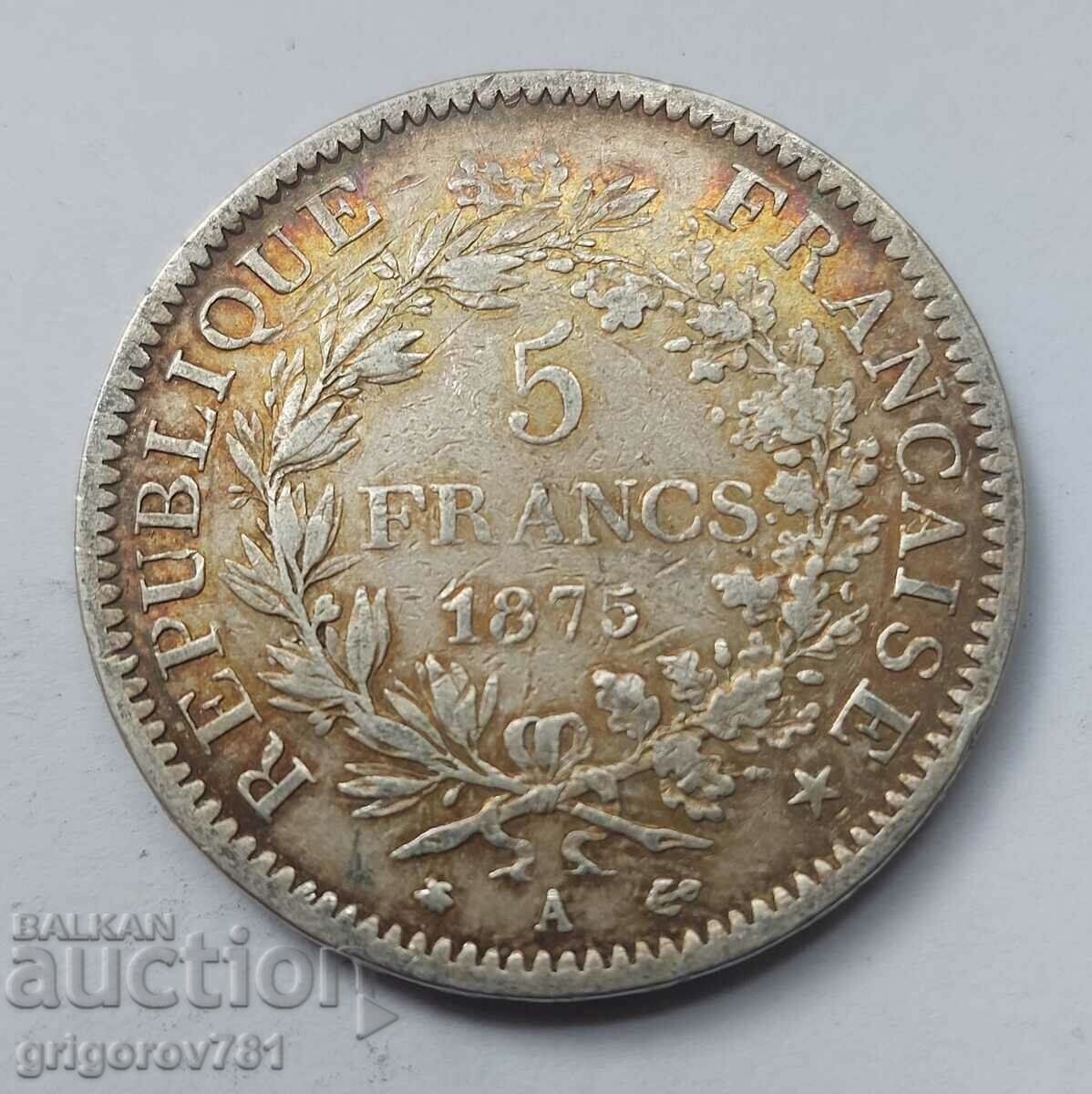 5 Φράγκα Ασήμι Γαλλία 1875 Ένα ασημένιο νόμισμα #139 με τιμή € 33.23 | 64.99 BGN