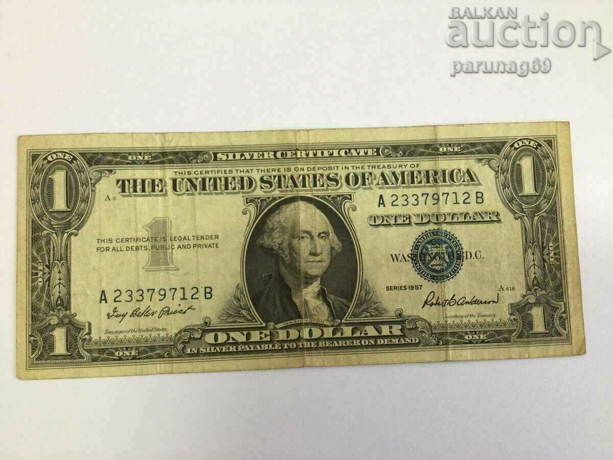 SUA 1 dolar 1957 STAMPA ALBASTRĂ SUA 1 dolar 1957 STAMPA ALBASTRĂ