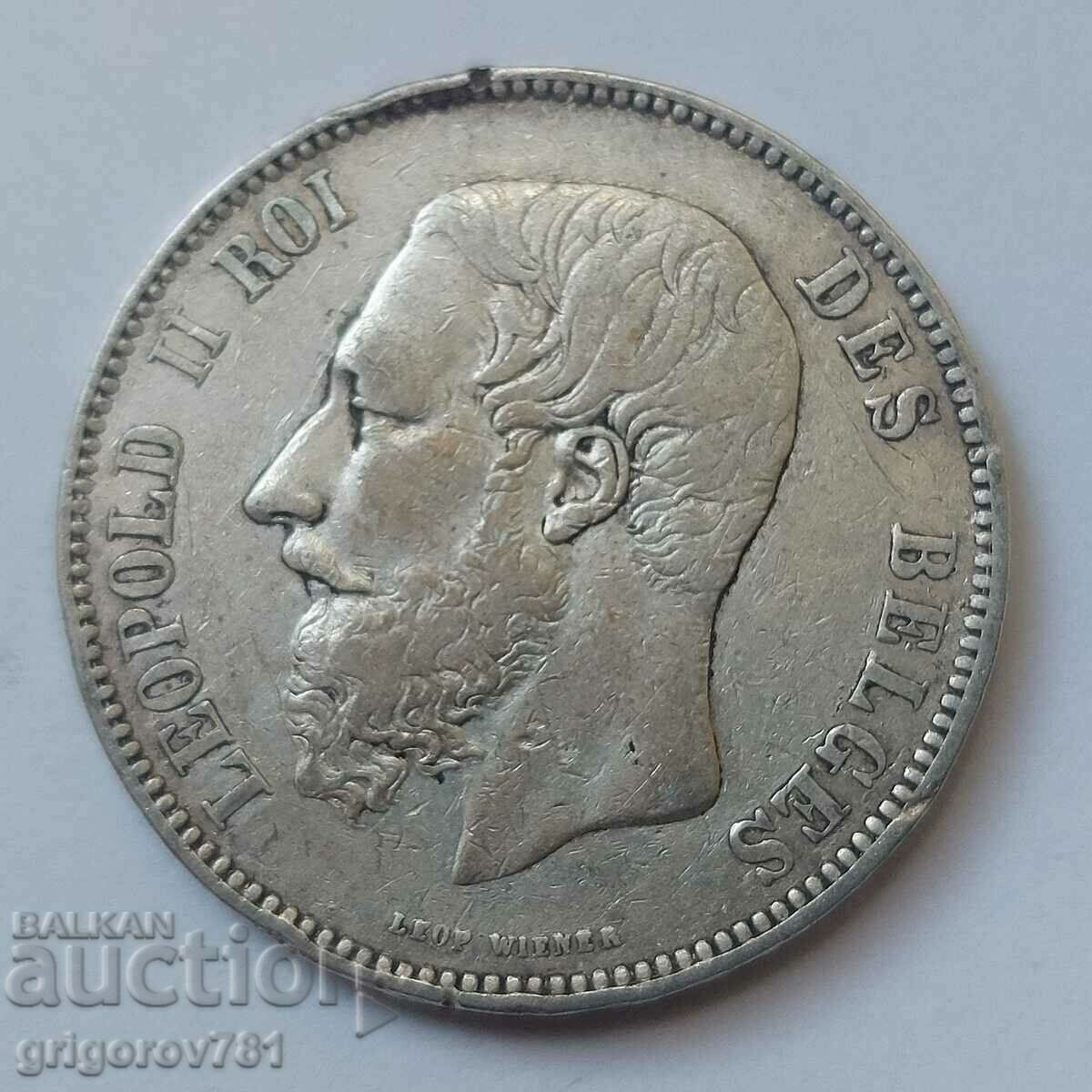 Moneda de argint Belgia 1867 de 5 franci #155