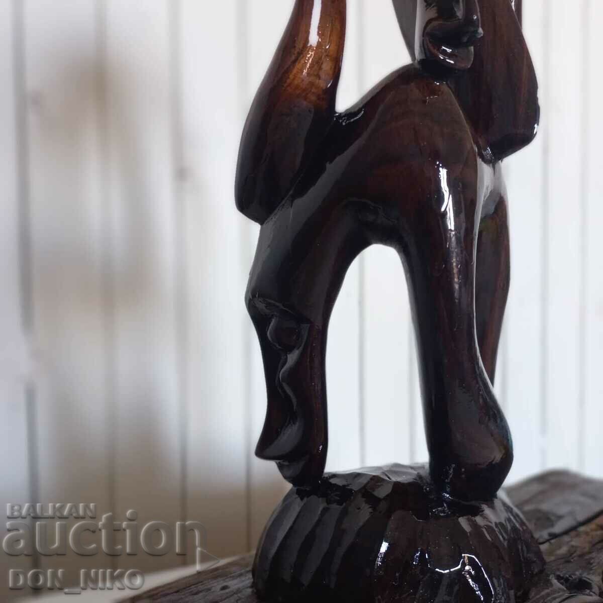Mahogany Figurine on Wooden Base - 6 Mahogany Figurine on Wooden Base - 6