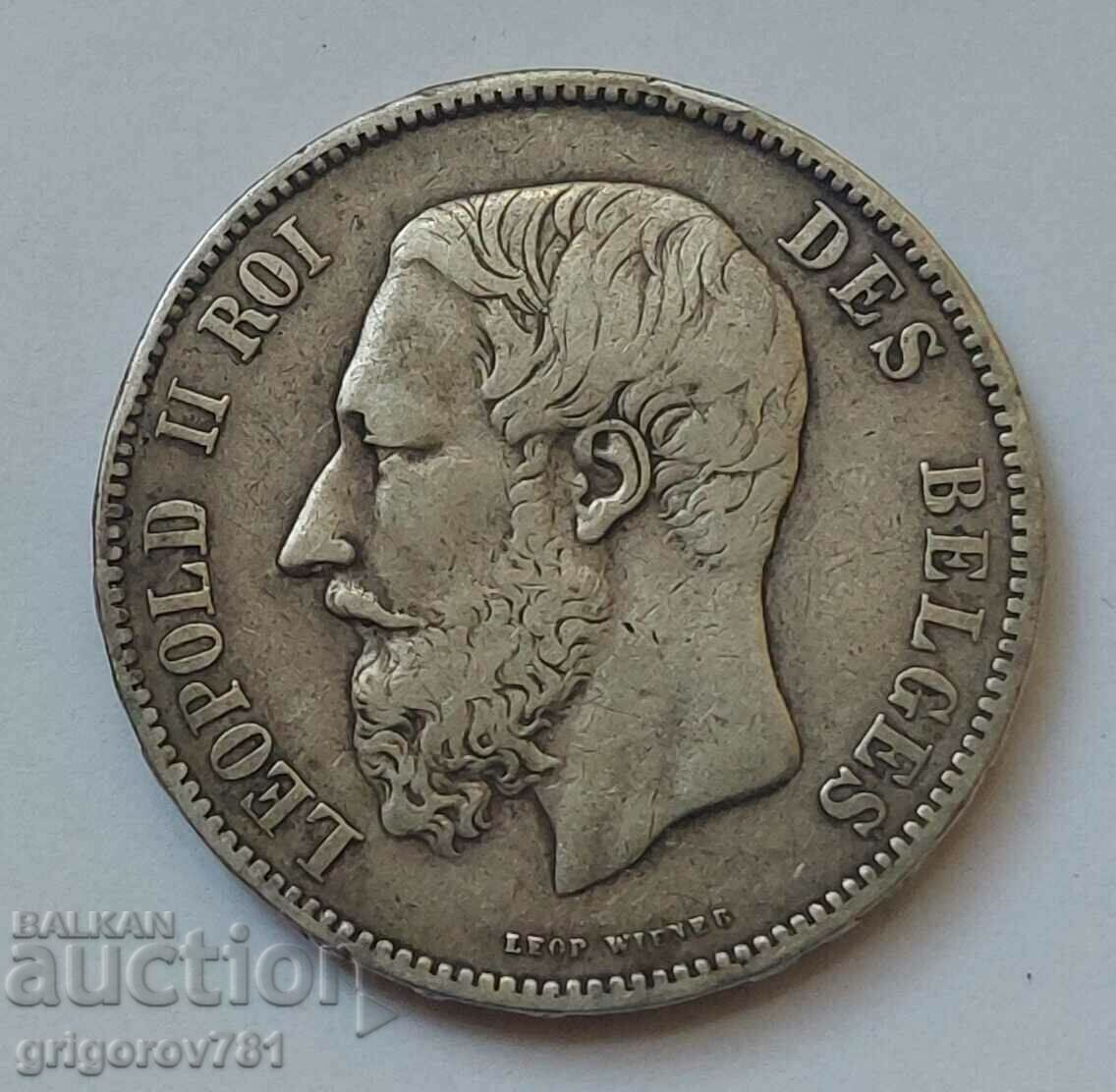 5 Francs Silver Belgium 1868 Silver Coin #159