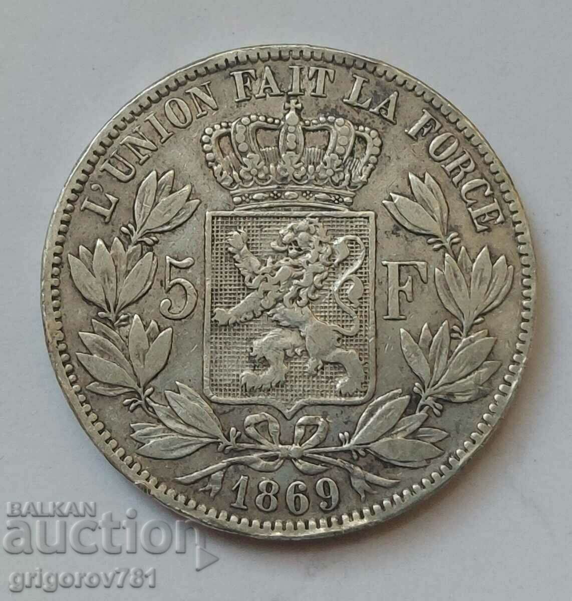 Moneda de argint Belgia 1869 de 5 franci #161 cu preț € 34.26 | 67.01 BGN