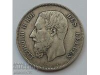 5 франка сребро Белгия 1869 сребърна монета #166