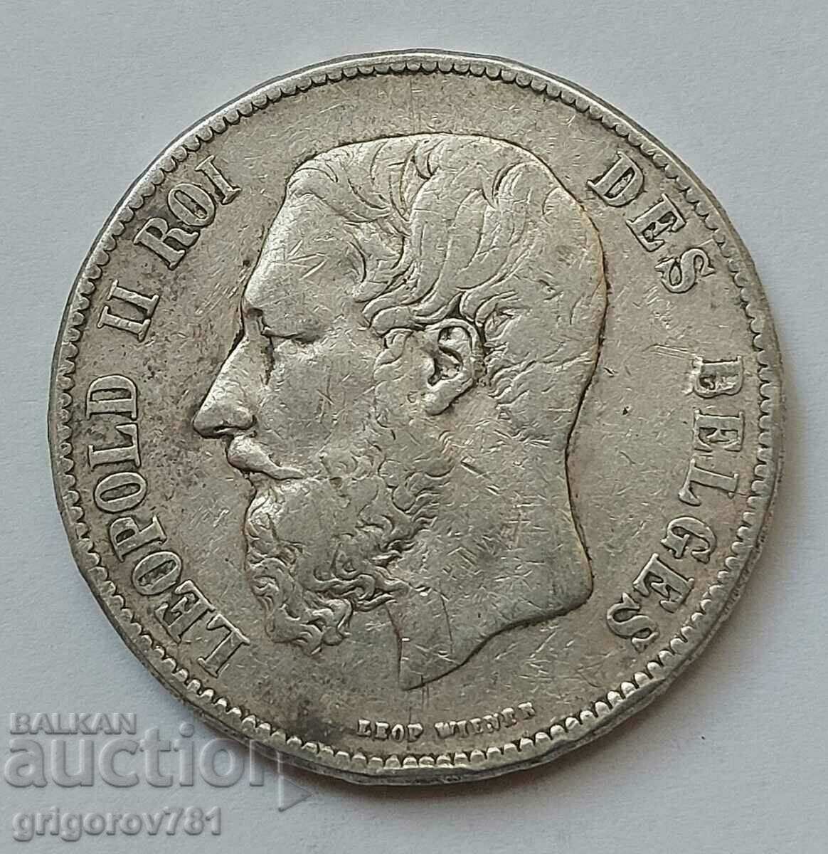 5 Francs Silver Belgium 1870 Silver Coin #170
