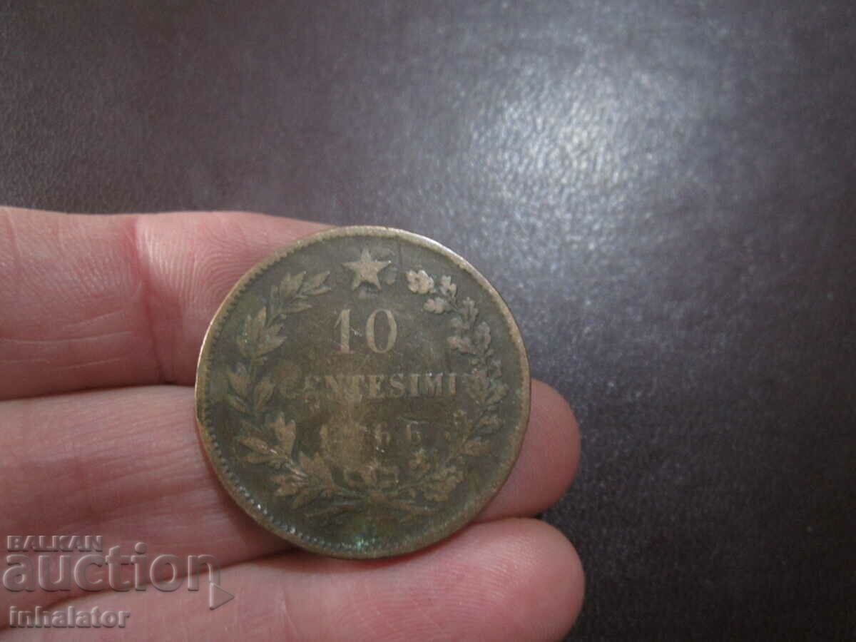 1866 έτος 10 centesimi γράμμα - H - Ιταλία