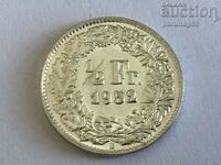Швейцария 1/2 франк 1952 година UNC (5)