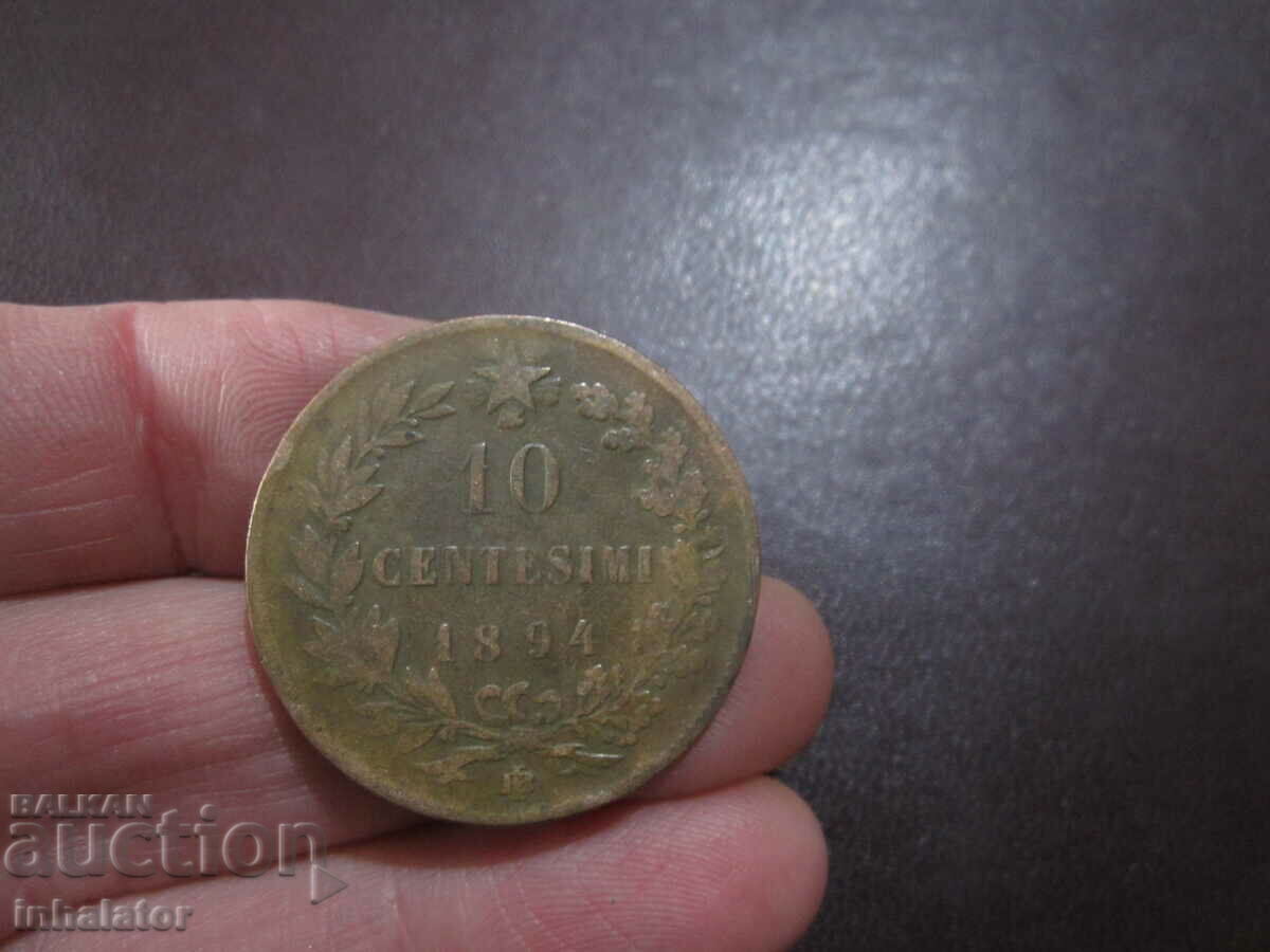 1894 anul 10 centesimi scrisoare - BI - Italia