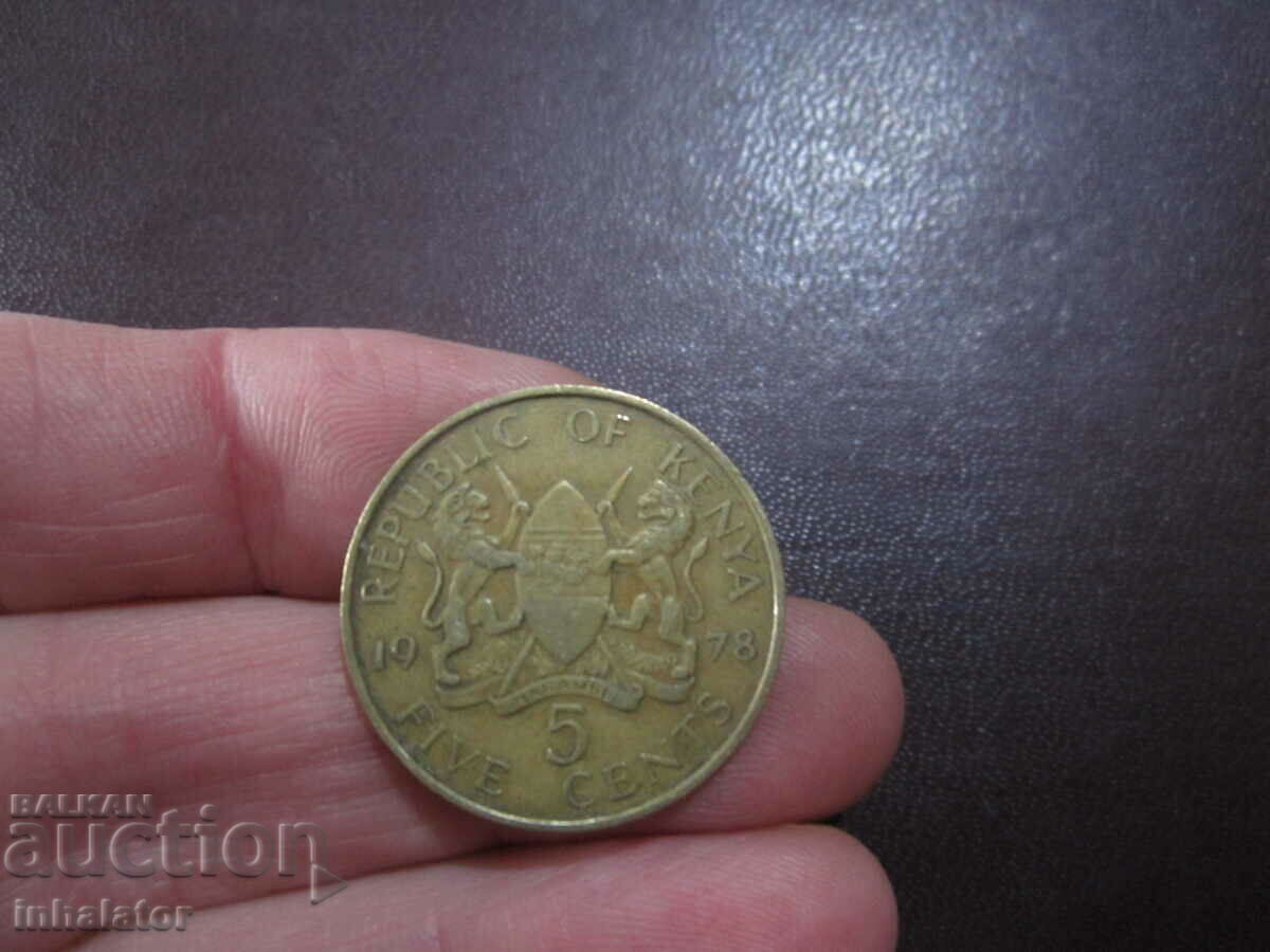 Кения 5 цента 1976 год --- 25.5 мм -