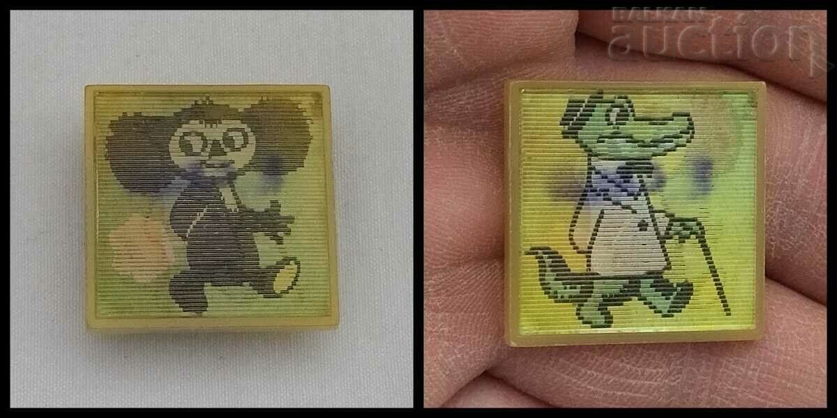 CHEBURASHA CROCODILE GENE ANIMATION USSR STEREO 3D BADGE CHEBURASHA CROCODILE GENE ANIMATION USSR STEREO 3D BADGE