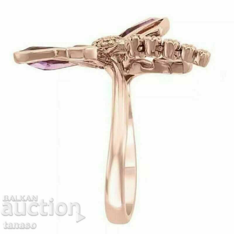 Delicate women's ring with zircons, rose gold with price 25.00 BGN | € 12.78