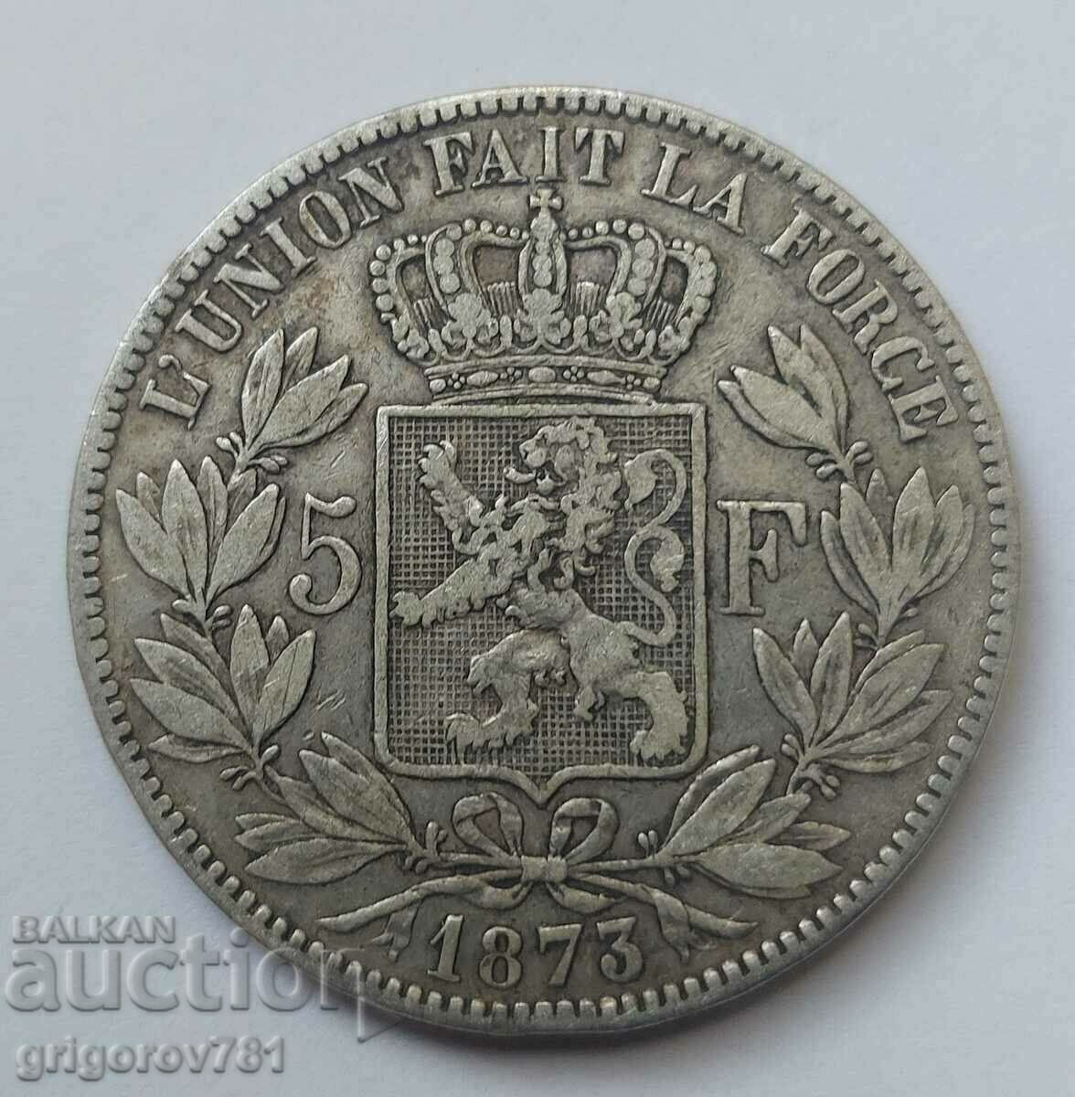 Ασημένιο 5 Φράγκα Βέλγιο 1873 Ασημένιο νόμισμα #173 με τιμή € 34.26 | 67.01 BGN