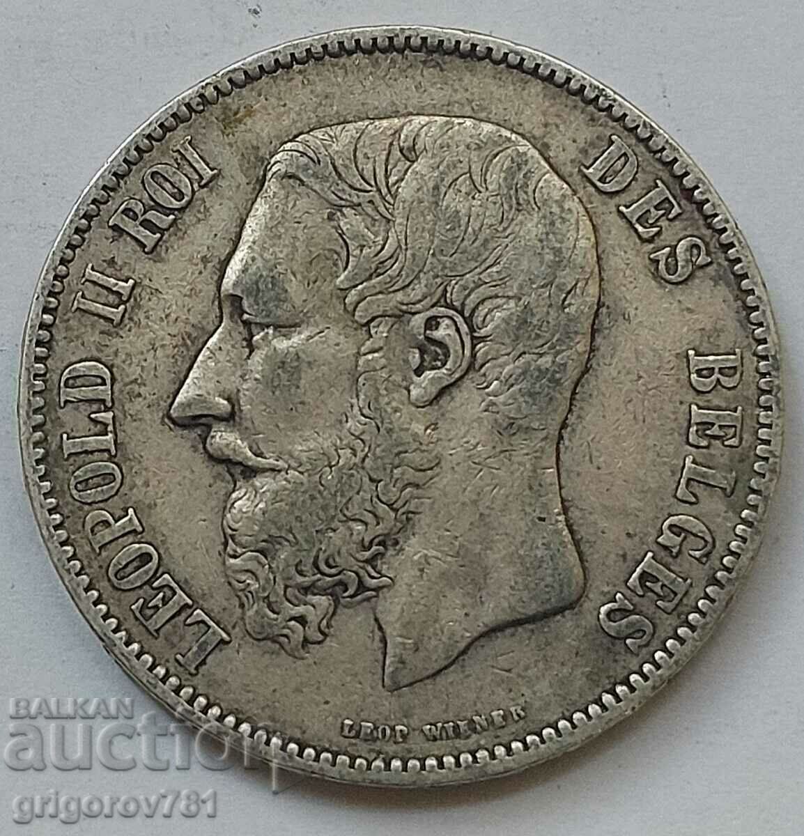 5 Francs Silver Belgium 1875 Silver Coin #183
