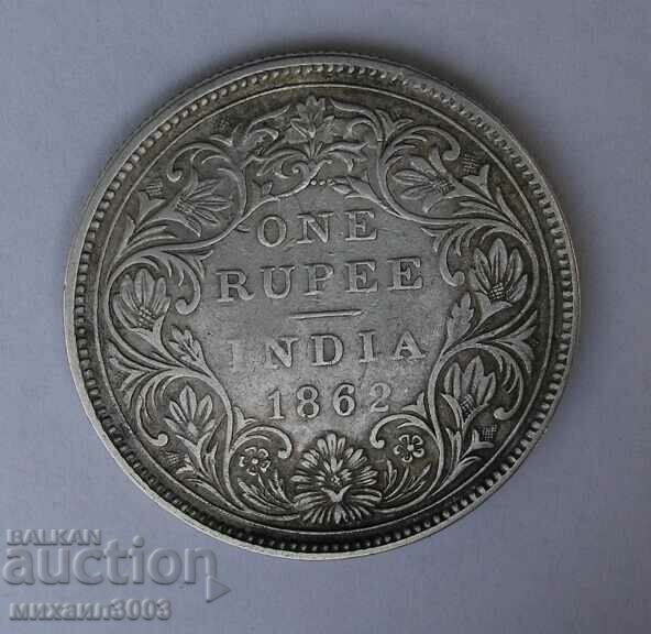 MONEDĂ DE ARGINT 1 RUPIĂ INDIA 1862