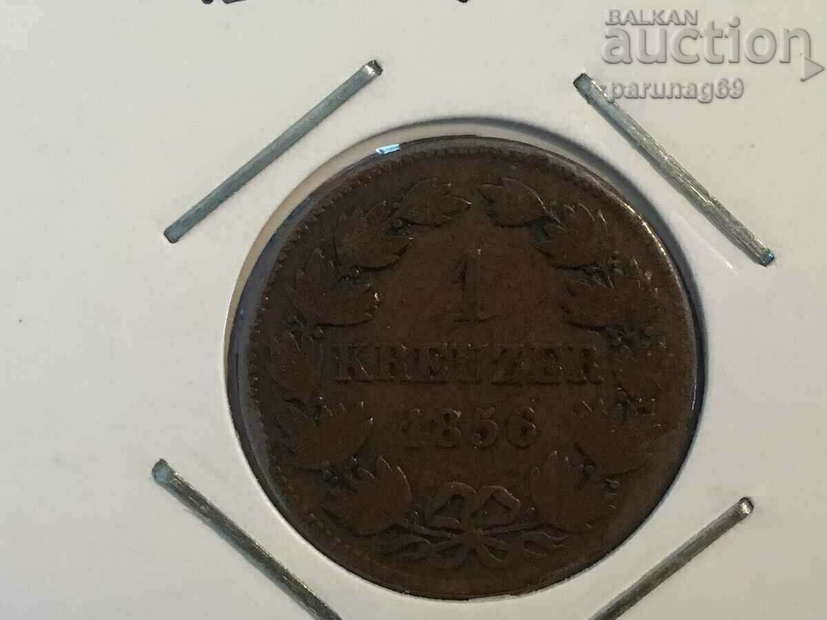 Германия - Баден 1 кройцер 1856 година