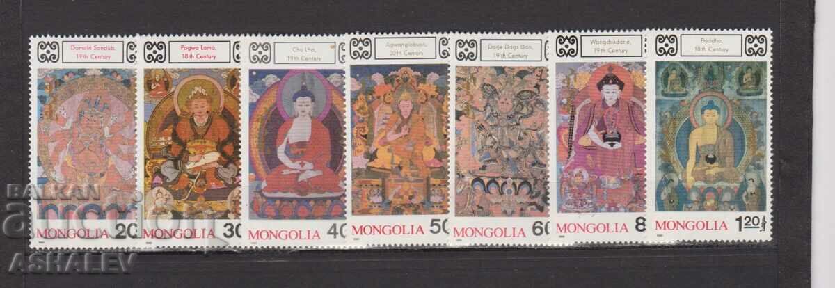 1989 Buddhist icons Mi-2102/08 ** Mongolia