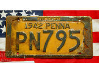 Американски регистрационен номер Табела PENNSYLVANIA 1942