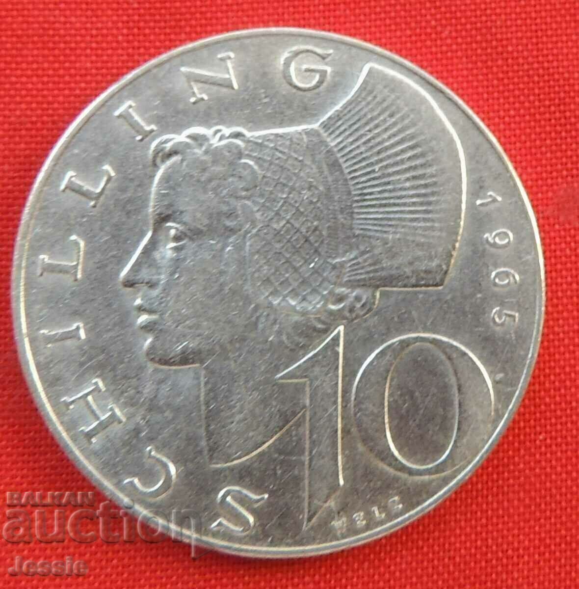 10 șilingi 1965 Austria Argint