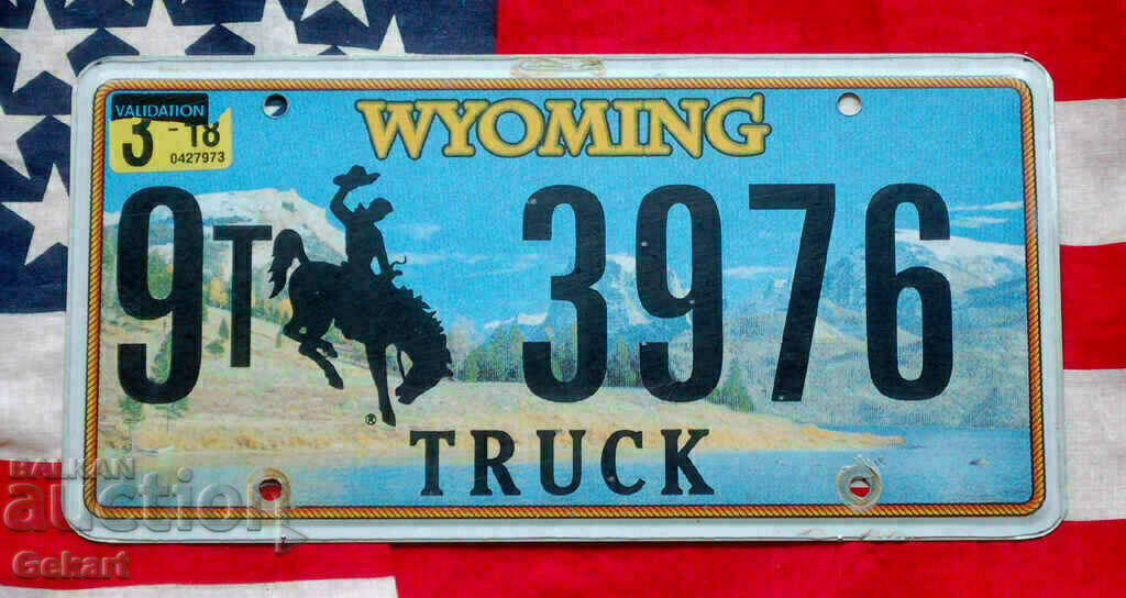 American license plate Plate WYOMING USA
