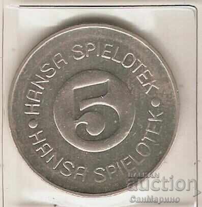 Electronic Games Token - 5 - Play Type 3 Hansa with price 1.50 BGN | € 0.77 Electronic Games Token - 5 - Play Type 3 Hansa with price 1.50 BGN | € 0.77