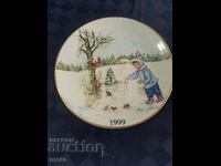 Hand painted designer porcelain wall plate