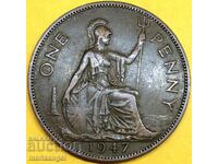 Marea Britanie 1 Penny 1947 George VI 30mm Bronz