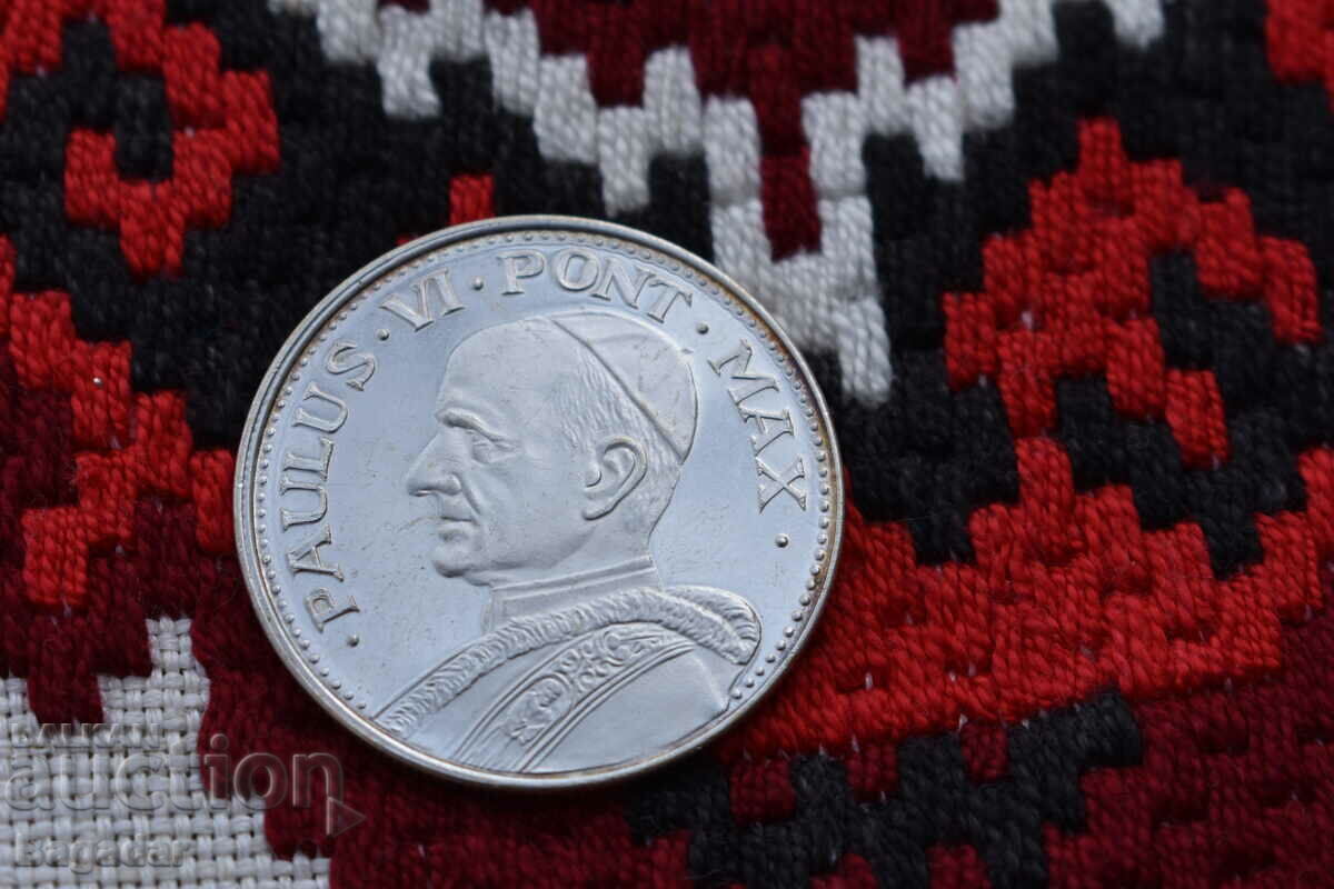 POPE PAUL VI OLD SILVER COIN / MEDAL * 1975 *