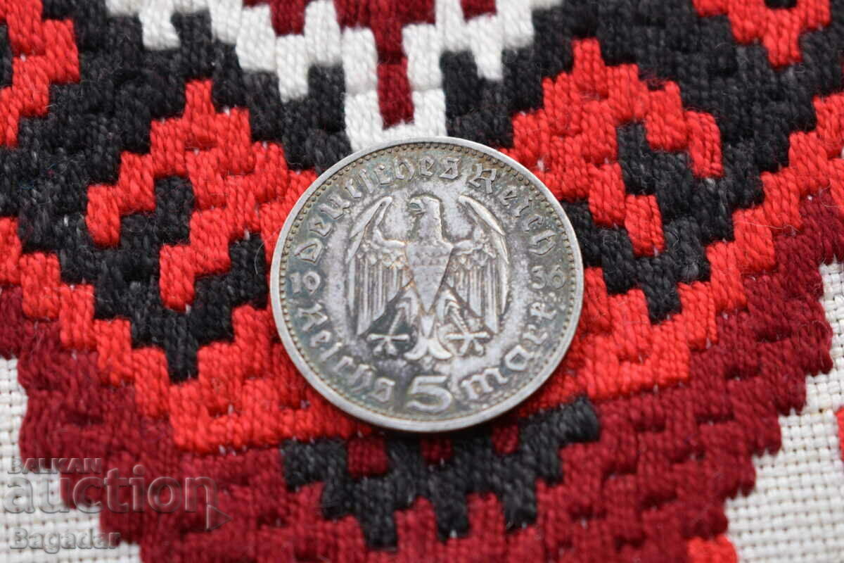 Монета 5 марки 1936 - 5 Монета 5 марки 1936 - 5