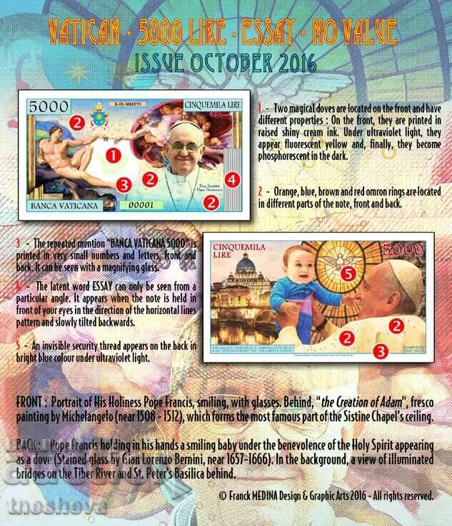 Vatican, 5000 Lire, 2016 with price 46.00 BGN | € 23.52 Vatican, 5000 Lire, 2016 with price 46.00 BGN | € 23.52