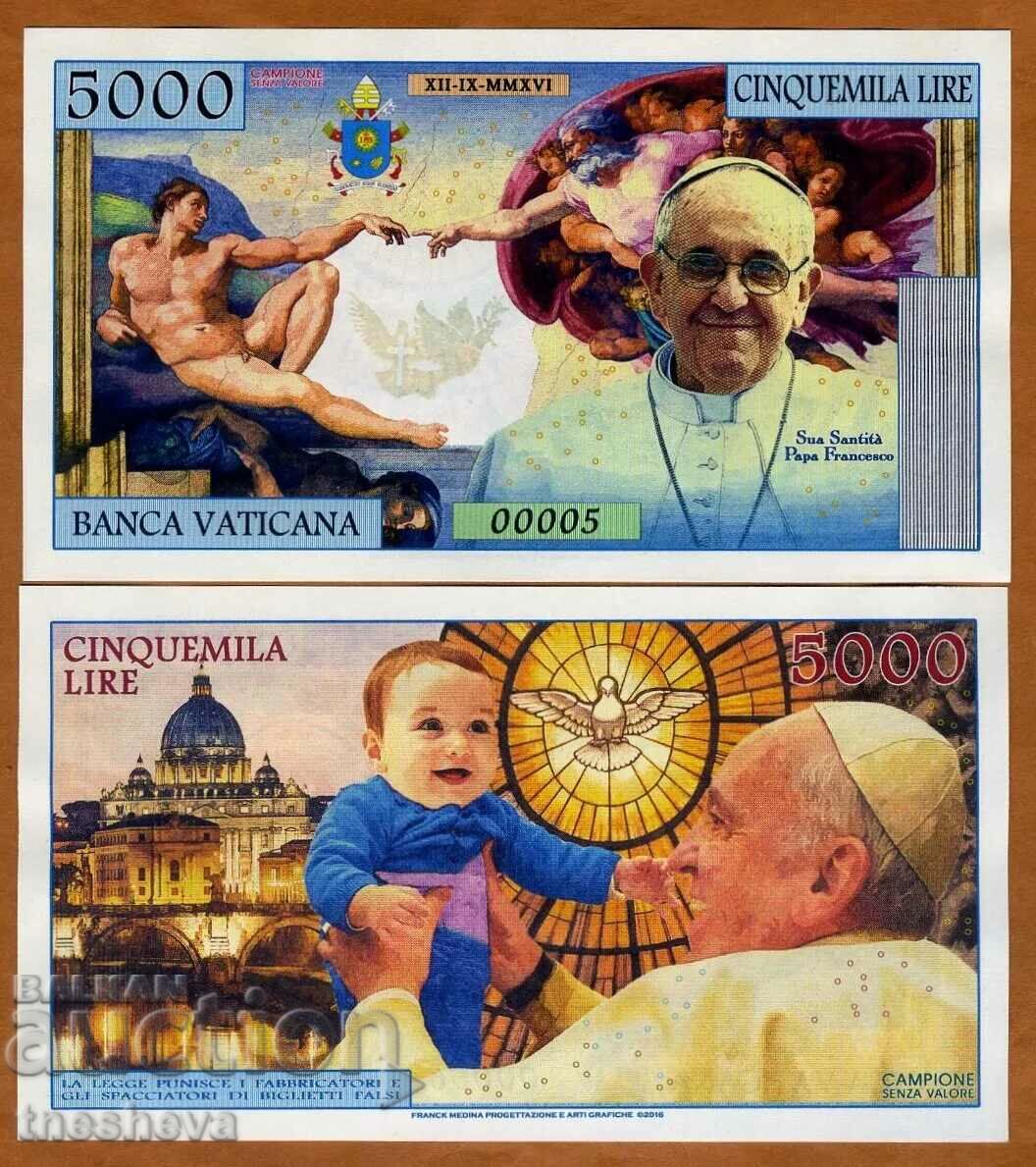 Βατικανό, 5000 λιρέτες, 2016