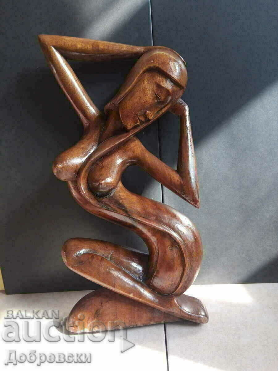 Erotică, femeie, figură, sculptură, panou din lemn.